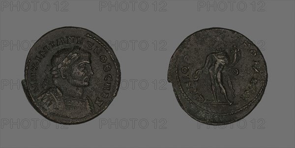Follis (Coin) Portraying Emperor Galerius Valerius Maximianus (Galerius), about AD 303, Roman, minted in London, Roman Empire, Bronze, Diam. 2.7 cm, 9.82 g