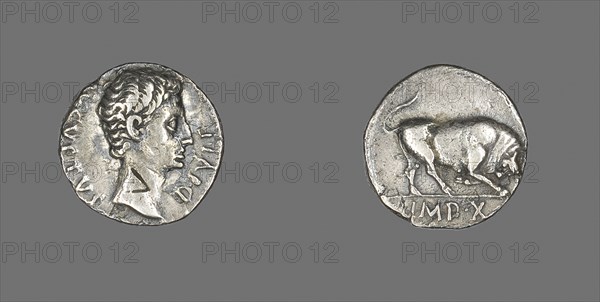 Denarius (Coin) Portraying Emperor Augustus, 15/13 BC, Roman, minted in Lyons, Roman Empire, Silver, Diam. 1.8 cm, 3.52 g