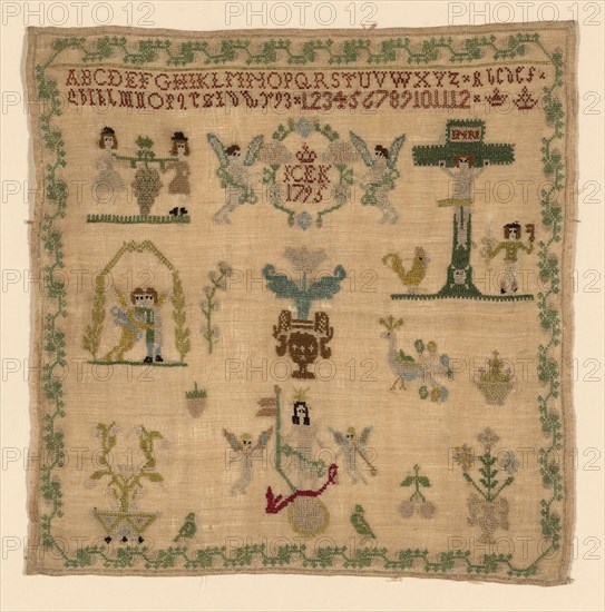 Sampler, 1795, Germany, Linen and silk, embroidered