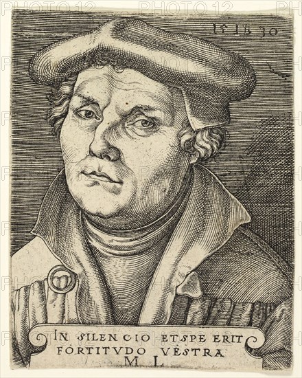 Portrait of Martin Luther, 1530, Master I.B., German, died 1525/30, Germany, Engraving in black on paper, 85 x 70 mm (sheet)