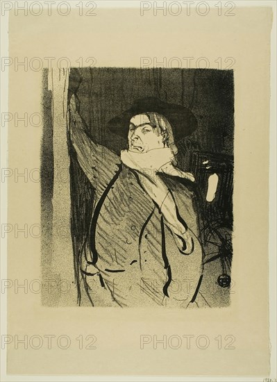 Aristide Bruant, from Le Café-Concert, 1893, Henri de Toulouse-Lautrec (French, 1864-1901), printed by Edward Ancourt & Cie (French, 19th-20th c.), published by L’Estampe originale (French, 1893-1895), France, Lithograph on cream wove paper, 269 × 217 mm (image), 408 × 293 mm (sheet, folded, at top and bottom margins)