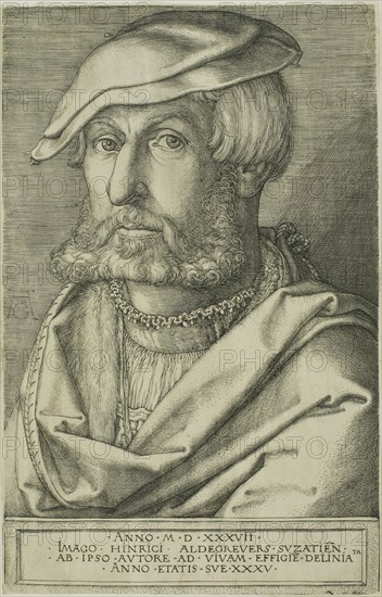 Heinrich Aldegrever, Aged 35, 1537, Heinrich Aldegrever, German, 1502-c.1560, Germany, Engraving in black on ivory laid paper, 198 x 127 mm (sheet)