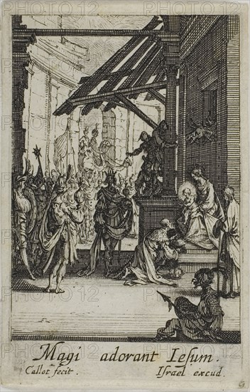 The Adoration of the Magi, from The Life of the Virgin, n.d., Jacques Callot, French, 1592-1635, France, Etching on paper, 63 × 44.5 mm (image), 71 × 45.5 mm (plate), 74 × 48 mm (sheet)