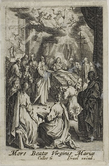 The Death of the Virgin Mary, from The Life of the Virgin, n.d., Jacques Callot, French, 1592-1635, France, Etching on paper, 65 × 44.5 mm (image), 70 × 45 mm (plate), 73 × 49.5 mm (sheet)