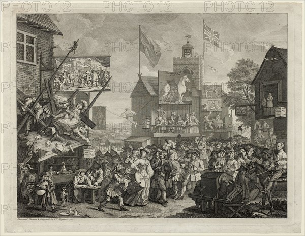 Southwark Fair, 1733/34, William Hogarth, English, 1697-1764, England, Engraving in black on ivory laid paper, 345 × 455 mm (image), 365 × 475 mm (plate), 385 × 499 mm (sheet)