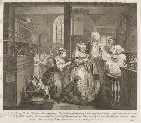 Plate Five, from A Rake’s Progress, June 1735, William Hogarth, English, 1697-1764, England, Etching and engraving in black on ivory laid paper, 315 × 388 mm (image), 356 × 410 mm (plate), 472 × 608 mm (sheet)