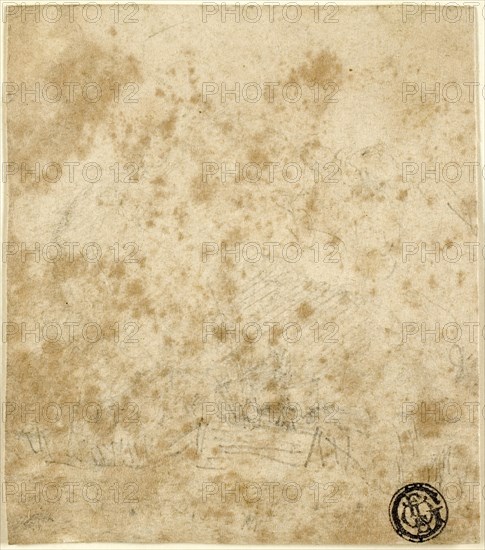 Illegible Sketch, n.d., John Sell Cotman, English, 1782-1842, England, Graphite on buff wove paper, tipped onto card, 95 × 83 mm