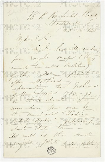 Letter from William Edward Frost, 1863, William Edward Frost (English, 1810-1877), or after Thomas Stothard (English, 1755-1834), England, Letter in pen and brown ink on cream wove paper, 178 × 221 (sheet, open)