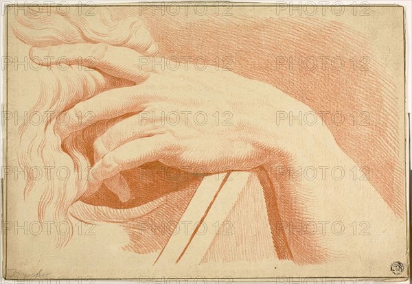 Left Hand of Moses, 1725/30, After Michelangelo Buonarroti, Italian, 1475-1564, Italy, Red chalk counterproof, with traces of brown chalk, on cream laid paper, 210 x 306 mm