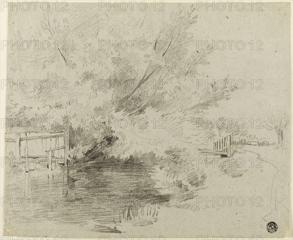 On the Mole, n.d., Attributed to William Henry Hunt, English, 1790-1864, England, Black crayon on gray wove paper, 219 × 267 mm