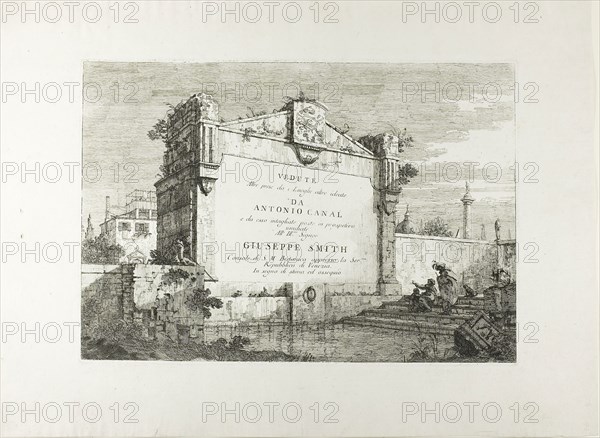 Title Page, from Vedute, 1735/44, Canaletto, Italian, 1697-1768, Italy, Etching in black on ivory laid paper, 294 x 433 mm (image), 300 x 430 mm (plate), 432 x 587 mm (sheet)