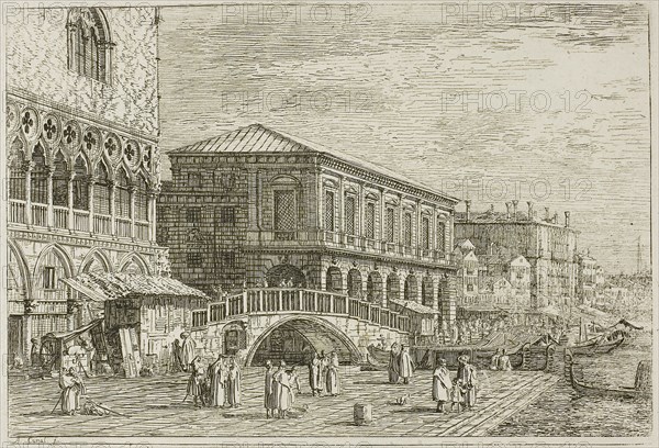 The Prison, from Vedute, 1735/44, Canaletto, Italian, 1697-1768, Italy, Etching in black on ivory laid paper, 140 x 211 mm (image), 143 x 211 mm (plate), 433 x 581 mm (sheet)