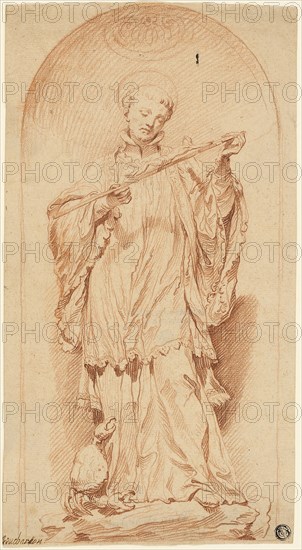 Saint Francis Holding a Crucifix, n.d., Attributed to Edme Bouchardon (French, 1698-1762), after Pierre Legros II (French, 1666-1719), France, Red chalk on buff laid paper, 345 × 187 mm