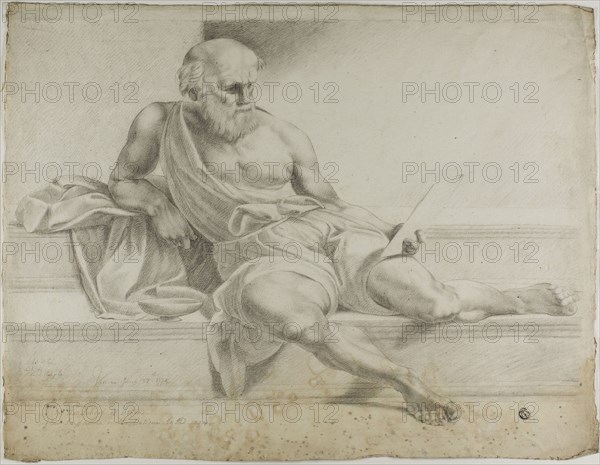 Diogenes, 1774, John Downman (English, 1750-1824), or after Raffaello Sanzio, called Raphael (Italian, 1483-1520), Italy, Charcoal with stumping, on ivory laid paper, 391 x 503 mm