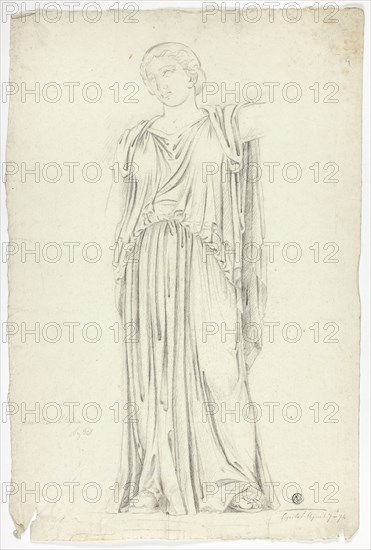 Antique Statue of Draped Standing Woman, 1774, John Downman, English, 1750-1824, England, Charcoal on ivory laid paper, 440 × 292 mm
