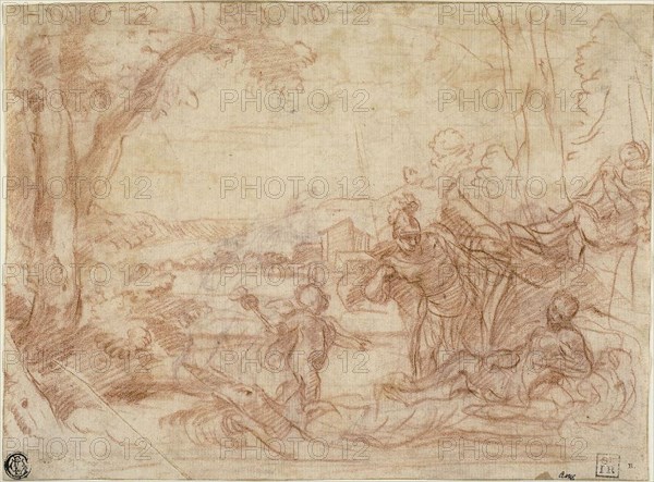 Mars and Venus (recto and verso), Guillaume Courtois, French, 1628-1679, France, Red chalk on ivory laid paper, 181 × 246 mm
