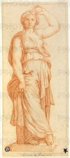 Female Caryatid, early 18th century, After Pietro Buonaccorsi, called Perino del Vaga, Italian, 1501-1547, Italy, Red chalk on ivory laid paper, laid down on card, 295 x 125 mm
