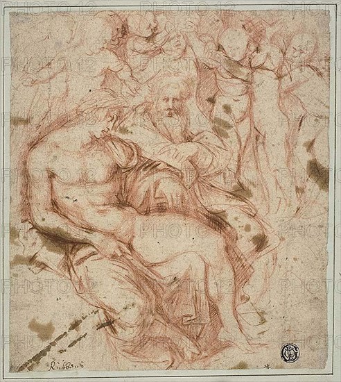 Mythological Subject, n.d., Attributed to Jacques Bellange, French, 1594-1638, France, Red chalk on ivory laid paper, laid down on card, 191 × 170 mm