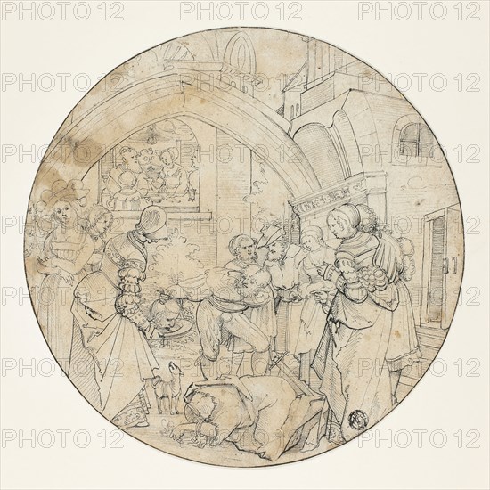 Beheading of Saint John the Baptist, c. 1530, After Albrecht Altdorfer (German, c. 1480-1538), or school of Erhard Schor (German, before 1491-1542), Germany, Pen and black ink on tan laid paper, 225 x 226 mm