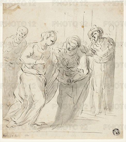 Visitation, n.d., Unknown artist, German, 18th century, Germany, Pen and black ink with brush and gray wash, over traces of graphite, on ivory laid paper, 189 x 169 mm