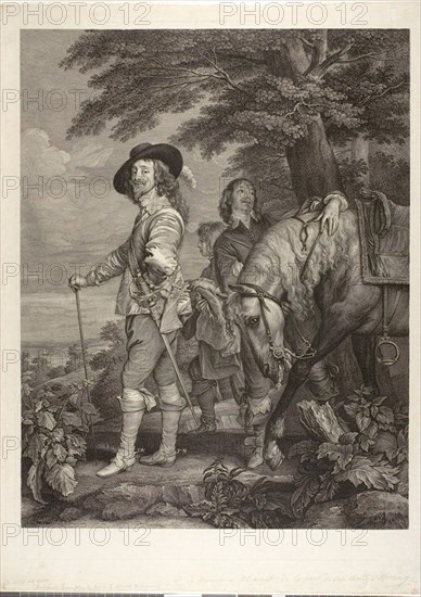 Charles I, King of England, with James, 1st Duke of Hamilton, 1782, Sir Robert Strange (Scottish, 1721-1792), after Sir Anthony van Dyck (Flemish, 1599-1641), printed by Robbe, Scotland, Engraving with etching in black on ivory laid paper, 582 x 454 mm (image), 626 x 467 mm (plate), 587 x 518 mm (sheet)