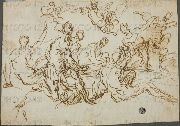 Harpies Attacking Aeneas and His Companions, n.d., Domenico Gargiulo, called Micco Spadaro, Italian, 1609-c. 1675, Italy, Pen and iron gall ink on cream laid paper, 191 x 266 mm