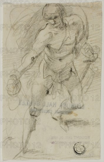 David with the Head of Goliath, 1591/93, Giuseppe Cesari, called Il Cavalier d’Arpino, Italian, 1568-1640, Italy, Black chalk on ivory laid paper, 114 x 73 mm (max)