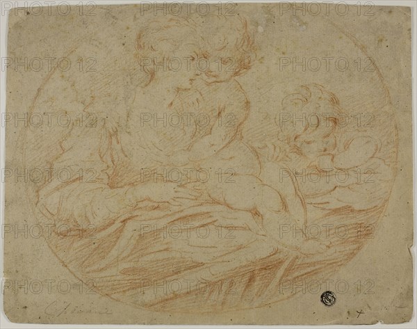 Woman and Two Children, n.d., After Francesco Mazzola, called Parmigianino, Italian, 1503-1540, Italy, Red chalk on tan laid paper, 207 x 267 mm (max.)