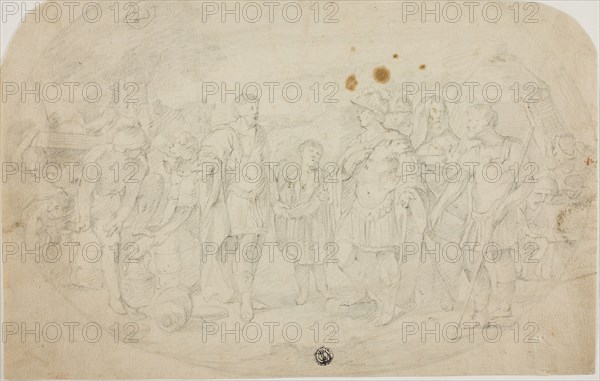 Alexander the Great and King Taxiles, c. 1615, After Sisto Badalocchio, Italian, 1581-1647, Italy, Graphite on cream laid paper, 200 x 313 mm