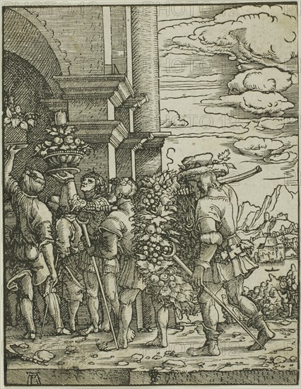 Joshua and Caleb, 1520/25, Albrecht Altdorfer, German, c.1480-1538, Germany, Woodcut in black on ivory laid paper, 122 x 95 mm (image/block/sheet)