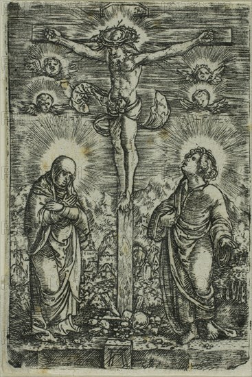 Christ on the Cross (The Small Crucifixion), 1500/38, Albrecht Altdorfer, German, c.1480-1538, Germany, Engraving in black on ivory laid paper, 61 x 40 mm (image/plate)