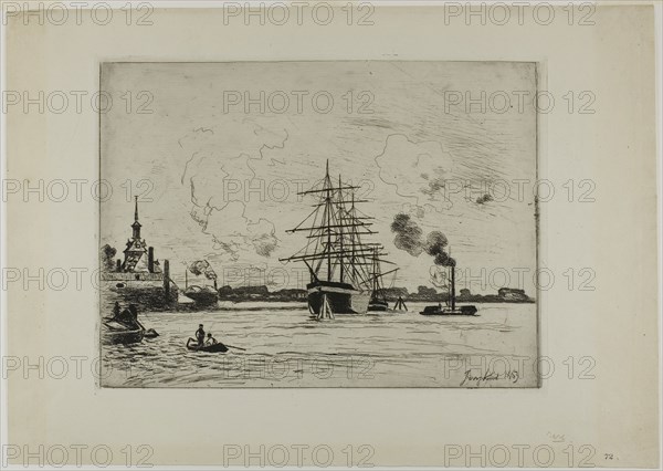 The Old Port of Rotterdam, 1863, Johan Barthold Jongkind, Dutch, 1819-1891, Holland, Etching on cream laid paper, 231 x 312 mm (image), 241 x 320 mm (plate), 326 x 459 mm (sheet)