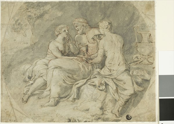 Lot and His Daughters, 17th century, Follower of Charles Le Brun, French, 1619-1690, France, Pen and brown ink, with brush and gray wash, over red and black chalk and traces of graphite, on tan laid paper, 218 × 278 mm
