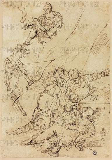 Mars Sending Gorgon to Slay the Arts, n.d., Possibly after Pietro Testa, Italian, 1611/12-1650, Italy, Pen and brown ink, over black chalk, on tan laid paper, 365 × 253 mm
