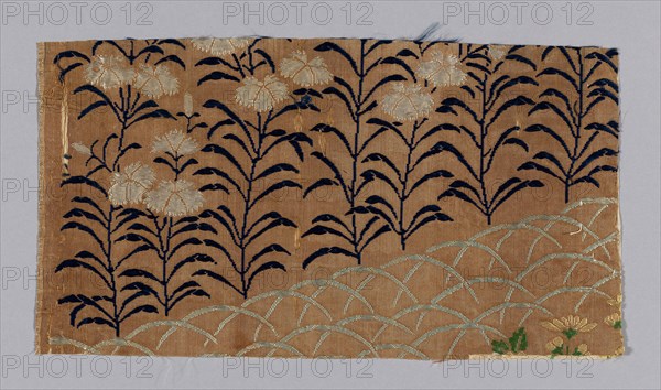 Fragment (From a Noh Costume), 18th century, late Edo period (1789–1868)/ Meiji period (1868–1912), Japan, Silk, twill weave with supplementary patterning wefts, 19.23 × 35.9 cm (7 9/16 × 14 1/8 in.)