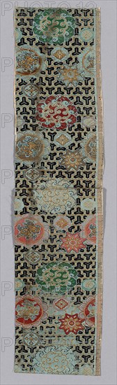 Fragment, 1800/25, Japan or China, China, Silk, plain weave with supplementary patterning wefts bound in secondary binding warps in plain interlacings, 57.7 × 14 cm (22 3/4 × 5 1/2 in.)