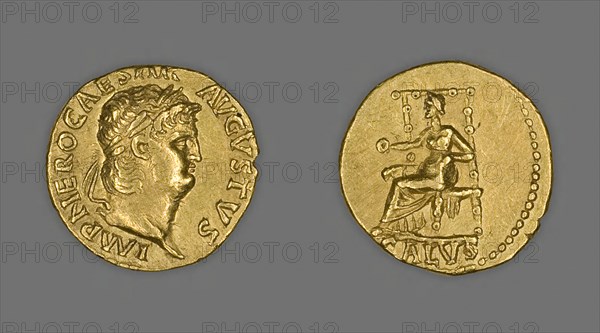 Aureus (Coin) Portraying Emperor Nero, 66 (December)/67 (December), issued by Nero, Roman, minted in Rome, Rome, Gold, Diam. 1.8 cm, 7.27 g