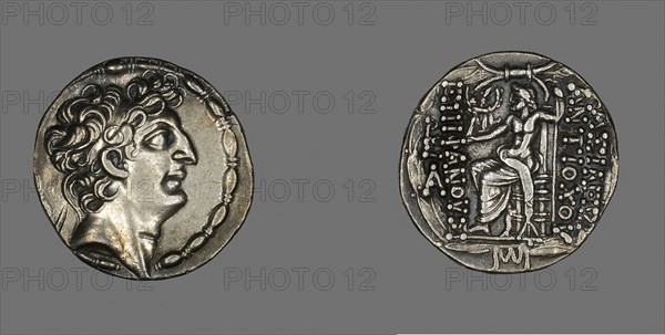 Tetradrachm (Coin) Portraying Emperor Antiochos VIII Grypos, 104/96 BC, reign of Antiochos VIII Grypos (121–96 BC), Greek, minted in Syria, Syria, Silver, Diam. 3.1 cm, 16.50 g