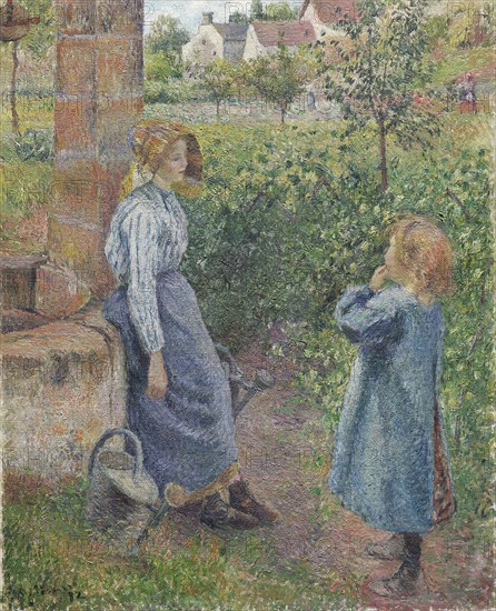Woman and Child at the Well, 1882, Camille Pissarro, French, 1830-1903, France, Oil on canvas, 81.5 × 66.4 cm (32 1/8 × 26 1/8 in.)
