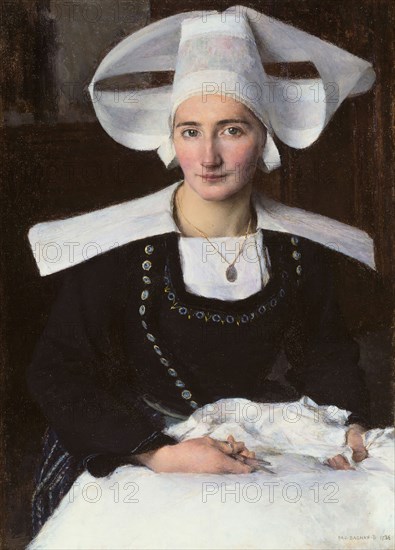 Woman from Brittany, 1886, Pascal-Adolphe-Jean Dagnan-Bouveret, French, 1852-1929, France, Oil on canvas, 36.2 × 27.9 cm (14 1/4 × 11 in.)