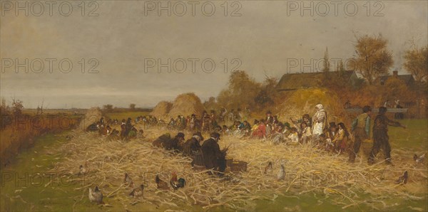 Husking Bee, Island of Nantucket, 1876, Eastman Johnson, American, 1824–1906, Nantucket Island, Oil on canvas, 69.3 × 137 cm (27 1/4 × 54 3/16 in.)
