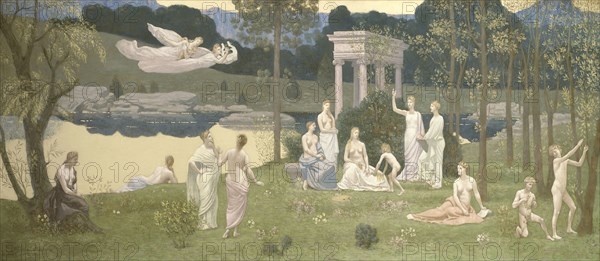 The Sacred Grove, Beloved of the Arts and the Muses, 1884/89, Pierre Puvis de Chavannes, French, 1824-1898, France, Oil on canvas, 93 × 231 cm (36 7/16 × 90 15/16 in.)