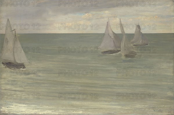 Trouville (Grey and Green, the Silver Sea), 1865, James McNeill Whistler, American, 1834–1903, Trouville, Oil on canvas, 51.5 × 77.2 cm (20 1/4 × 30 3/8 in.)