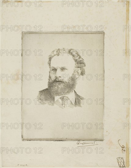 Portrait of Edouard Manet, c. 1867, Felix Bracquemond, French, 1833–1914, France, Etching on ivory laid paper, 155 × 118 mm (plate), 240 × 1186 mm (sheet)