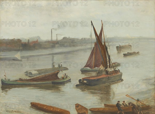Grey and Silver: Old Battersea Reach, 1863, James McNeill Whistler, American, 1834–1903, London, Oil on canvas, 50.8 × 68.6 cm (20 × 27 in.)