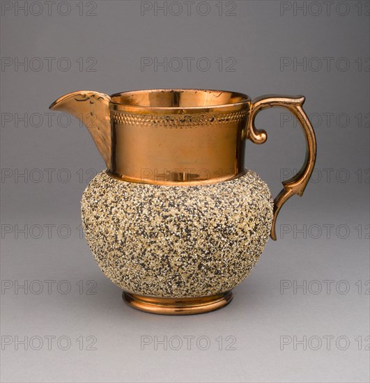 Pitcher, 1810/20, England, Staffordshire, Staffordshire, Lead-glazed earthenware with lustre decoration, 15.2 × 14 cm (6 × 5 1/2 in.)