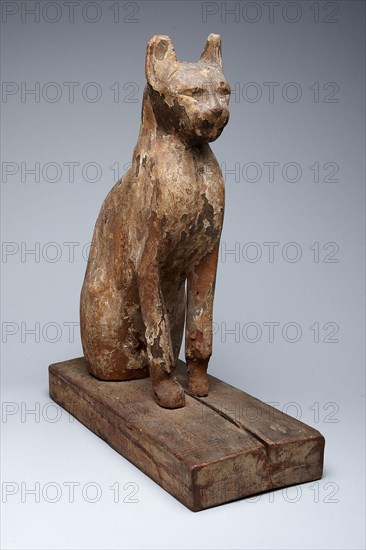 Sarcophagus (?) of a Cat, Late Period/Ptolemaic Period (ca. 664–32 BC), Egyptian, Egypt, Wood, 64.75 × 23 × 52 cm (25 1/2 × 9 × 20 1/2 in.)