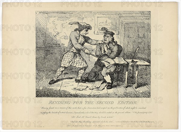 Revising for the Second Edition, from Boswell’s Tour of the Hebrides, 1786, Thomas Rowlandson, English, 1756-1827, England, Etching on paper, 275 × 380 mm (sheet)