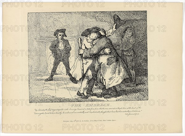 The Embrace, from Boswell’s Tour of the Hebrides, 1786, Thomas Rowlandson, English, 1756-1827, England, Etching on paper, 275 × 380 mm (sheet)