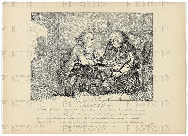 Chatting, from Boswell’s Tour of the Hebrides, 1786, Thomas Rowlandson, English, 1756-1827, England, Etching on paper, 275 × 380 mm (sheet)